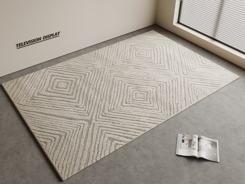 现代简约地毯 方形地毯 粗布地毯 客厅地毯 奶油风地毯su模型