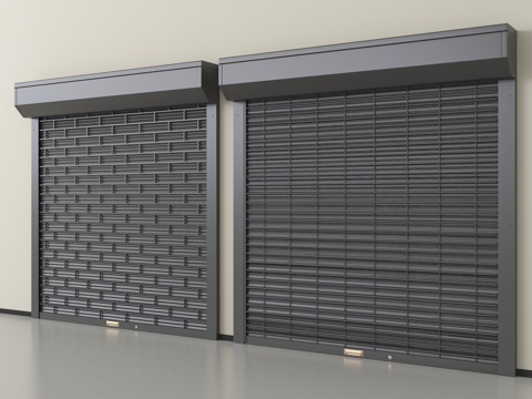 现代卷帘门 卷闸门 车库门 仓库门 防盗门su模型