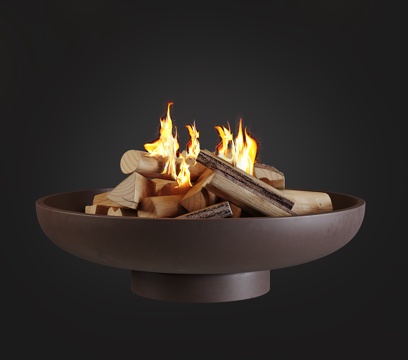 现代火盆 取暖设备 柴火su模型