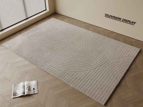 现代简约地毯 方形地毯 粗布地毯 客厅地毯 奶油风地毯su模型