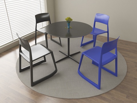 现代休闲桌椅 洽谈桌椅 餐桌椅su模型