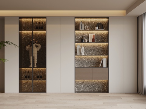 现代意式书柜su模型