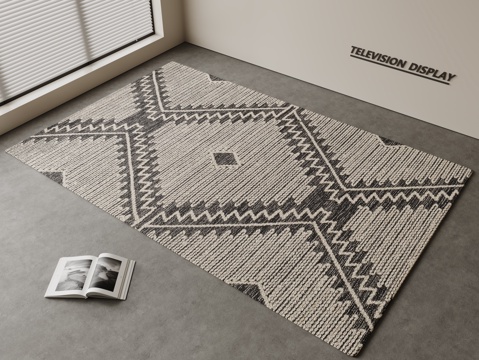  现代简约地毯 方形地毯 粗布地毯 客厅地毯 奶油风地毯su模型 