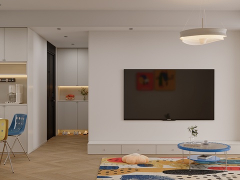  韩式多巴胺客餐厅3d模型 