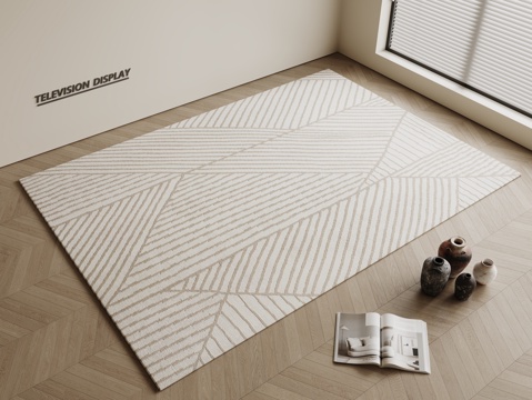 现代简约地毯 方形地毯 粗布地毯 客厅地毯 奶油风地毯su模型