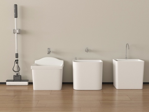  现代拖把池 拖布池 墩布池 拖把3d模型 