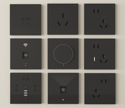 现代智能开关插座 功能面板su模型