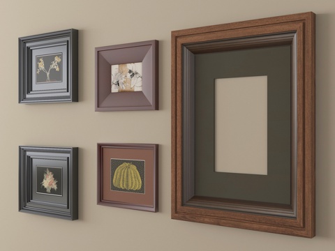 法式相框 装饰画框su模型