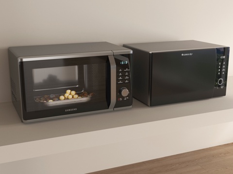 现代微波炉 厨房电器su模型