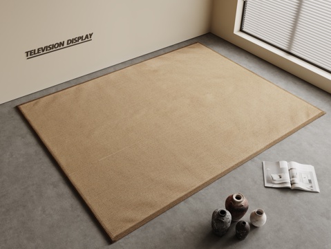  现代简约地毯 方形地毯 粗布地毯 客厅地毯 奶油风地毯su模型 