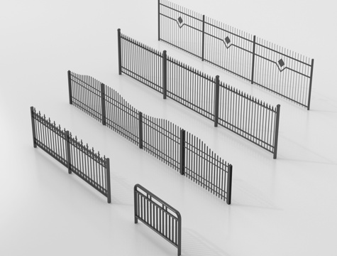 现代铁艺栏杆 护栏 围栏 防护栏 栏杆su模型