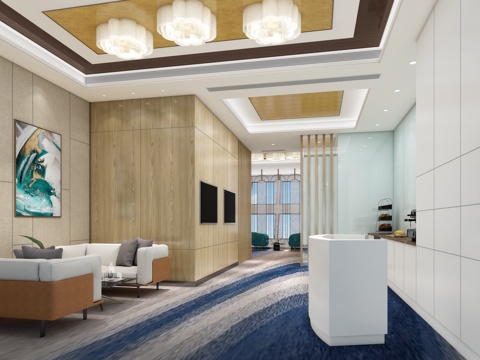  前台接待休息区3d模型 