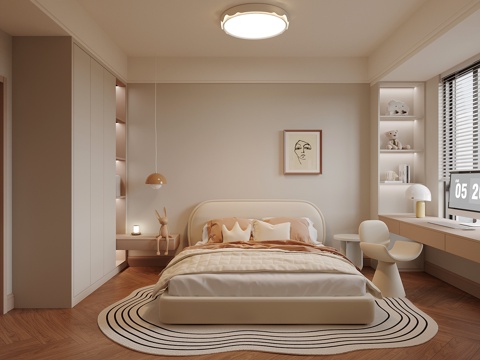 现代卧室 儿童房 儿童床su模型