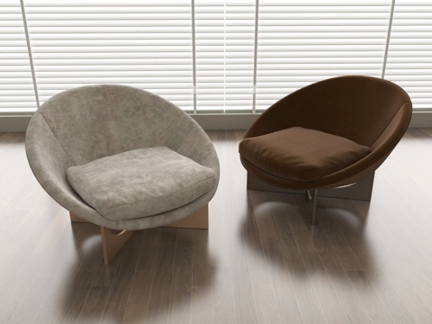 现代软包靠背沙发椅 休闲椅su模型