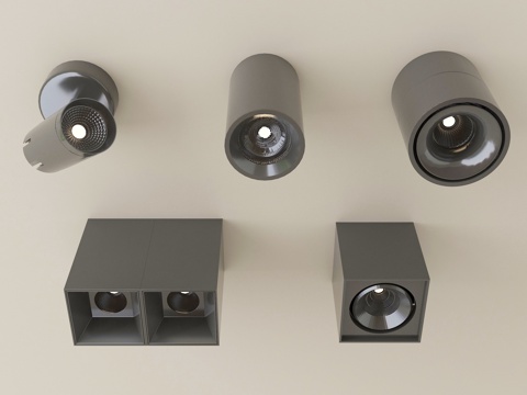 现代筒灯射灯 明装筒灯射灯su模型