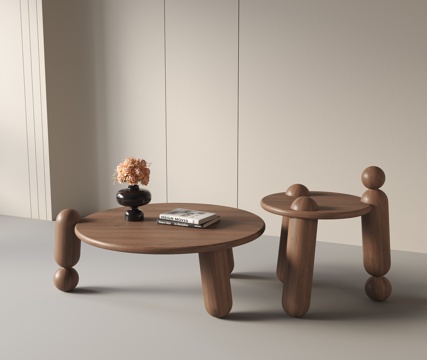  现代中古风茶几3d模型 