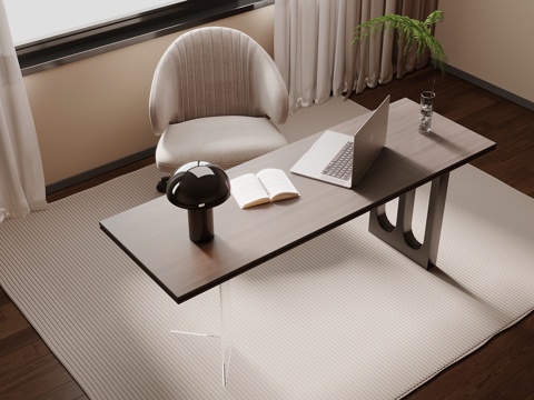 现代简约书桌椅 办公桌椅su模型