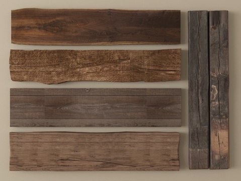  新中式旧木板 老木板 旧木头3d模型 