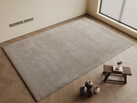 现代简约地毯 方形地毯 粗布地毯 客厅地毯 奶油风地毯su模型