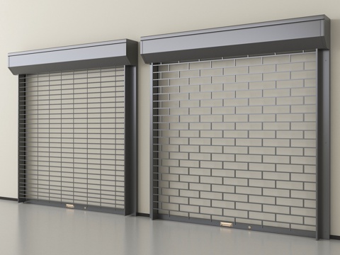 现代卷帘门 卷闸门 车库门 仓库门 防盗门su模型