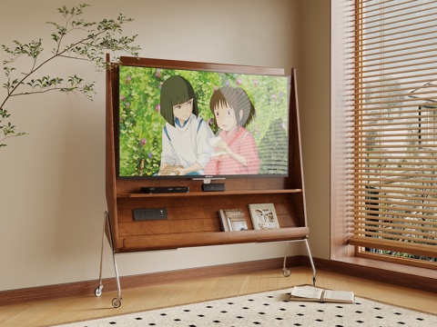 中古风支架电视 移动电视su模型