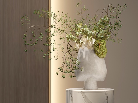 现代花瓶花艺插花su模型