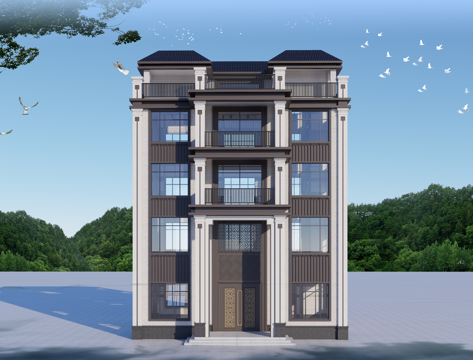 新中式别墅建筑设计施工图cad施工图