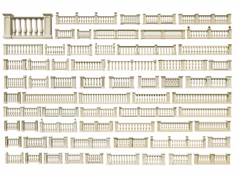 欧式栏杆 围栏 阳台护栏 宝瓶柱子 立柱扶手楼梯扶手别墅栏杆su模型