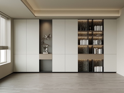 现代意式书柜su模型