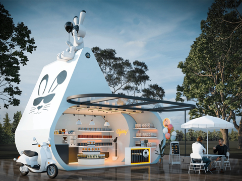 现代集装箱酒吧 奶茶店 饮品店su模型