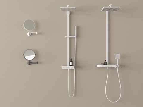 现代淋浴花洒 恒温花洒su模型