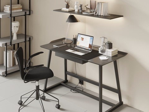 现代书桌椅 电脑桌su模型