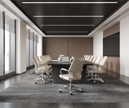 现代会议室 办公椅 会议桌椅su模型