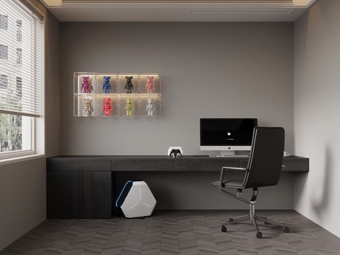 现代意式书桌椅 电脑桌椅su模型