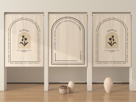 法式布艺门帘 布帘 窗帘su模型