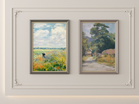 美式装饰画 装饰挂画su模型