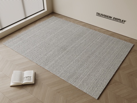 现代简约地毯 方形地毯 粗布地毯 客厅地毯 奶油风地毯su模型