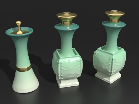  瓶子酒瓶瓷瓶包装摆件酒罐3d模型 