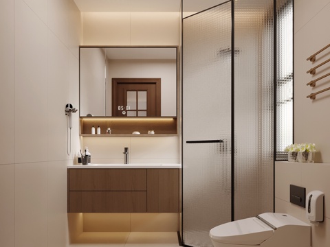 现代卫生间 浴室柜 淋浴间su模型