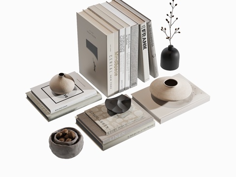  现代书籍摆件3d模型 