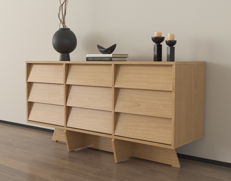 侘寂玄关柜 边柜 实木 矮柜 储物柜 摆件su模型