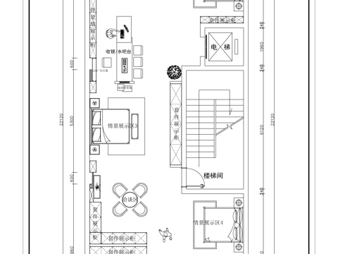 现代家纺店平面布置图cad施工图