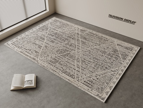  现代简约地毯 方形地毯 粗布地毯 客厅地毯 奶油风地毯su模型 