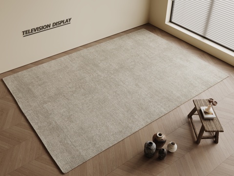 现代简约地毯 方形地毯 粗布地毯 客厅地毯 奶油风地毯su模型