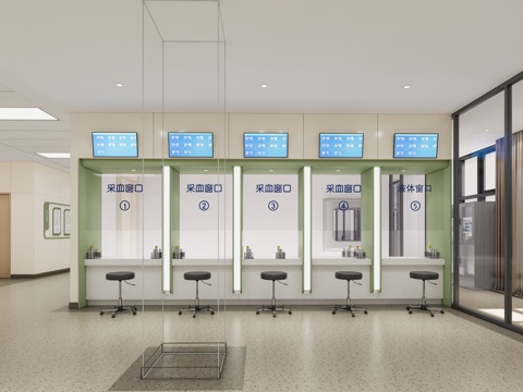 现代医院_医院大厅_候诊区_手术室_护士站_医院收费区su模型