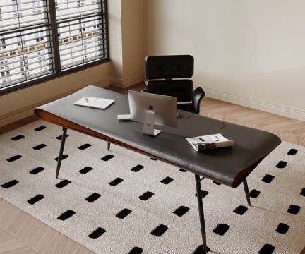 中古风书桌椅 办公桌椅su模型