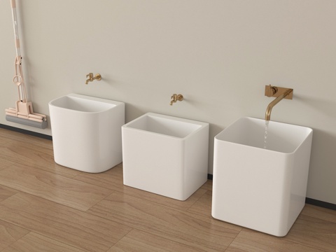 现代拖把池 拖布池 墩布池su模型