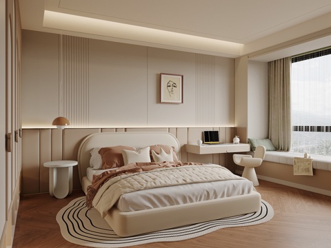 现代卧室 儿童房 儿童床su模型