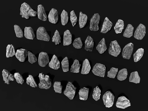 新中式景石 置石 黑山石 立石石块 景观石头 条石自然石su模型