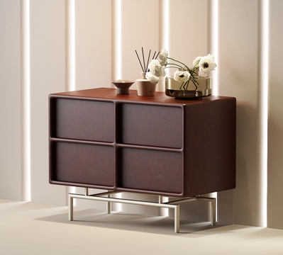 现代中古床头柜 现代床头柜 意式床头柜su模型